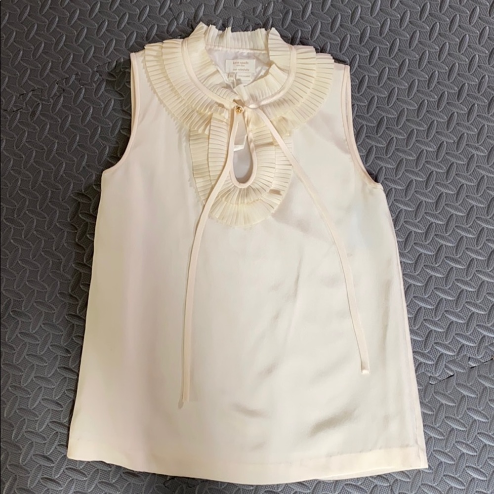 Kate Spade Cream Pleat Neck Blouse